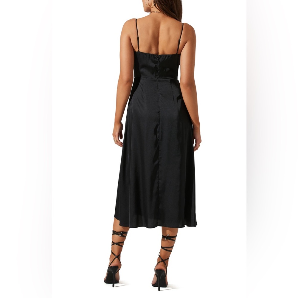 Astr The Label Bustier Satin Black Midi Dress - Picture 2 of 9